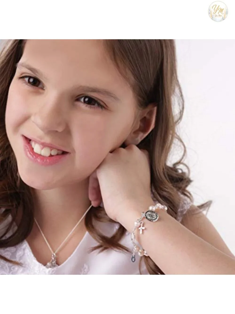 Girls Rosary Bracelet .925 Sterling Silver First Communion Keepsake Gift